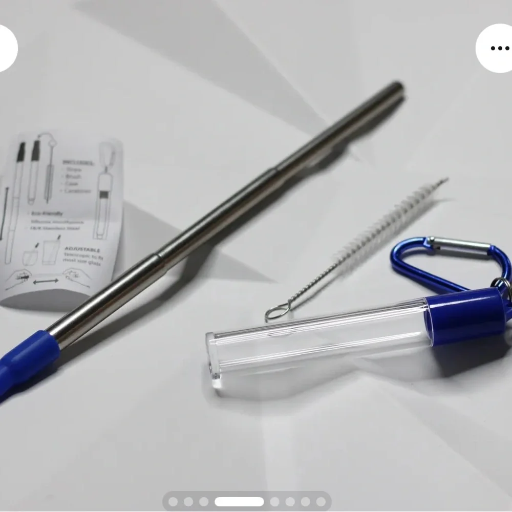 BRAND NEW Set Of Four Stainless Steel Collapsible Reusable Straws